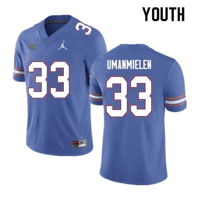 Youth Florida Gators #33 Princely Umanmielen NCAA Nike Blue Authentic Stitched College Football Jersey NYE7162RY